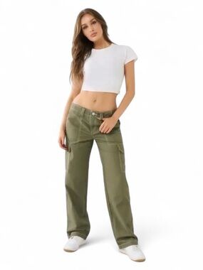 True Religion Military Green Cargo Pants Red
Stitching Woman's Size 33*